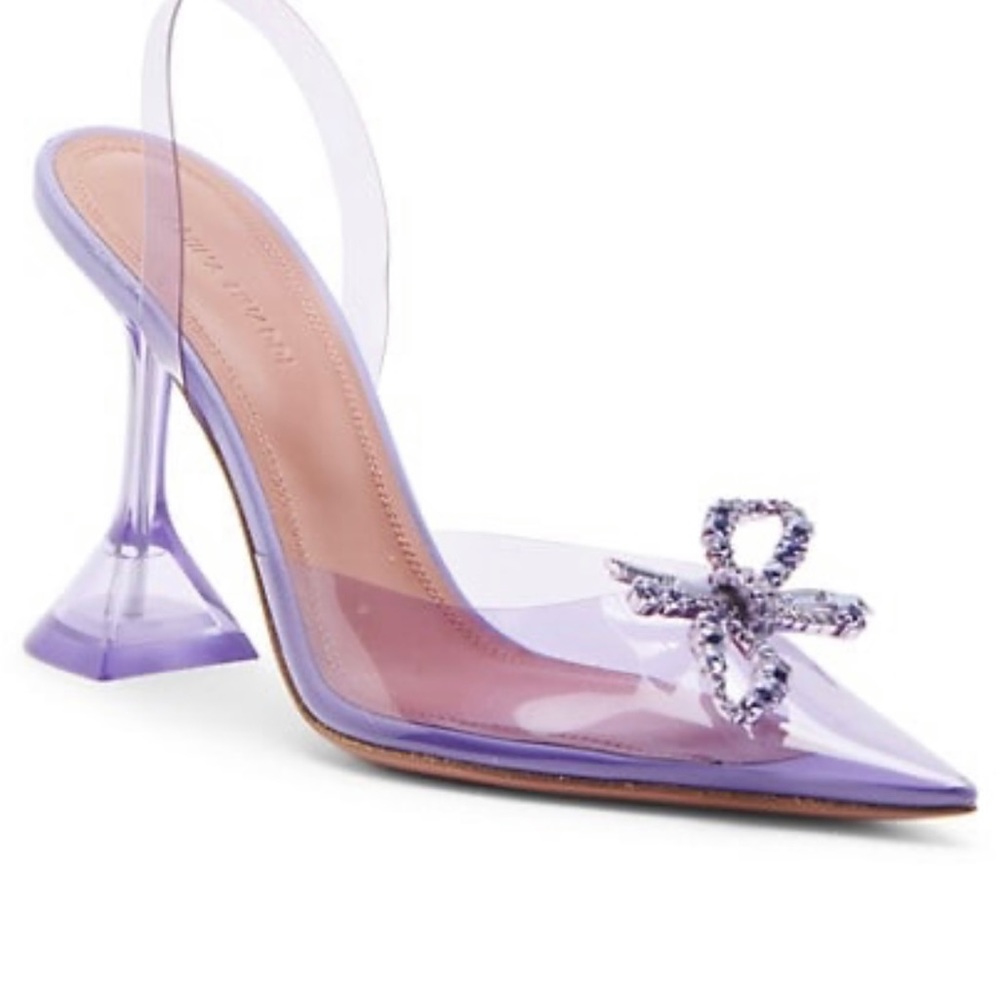 Amina Muaddi Rosie Crystal-Embellished Transparent Slingback Pumps